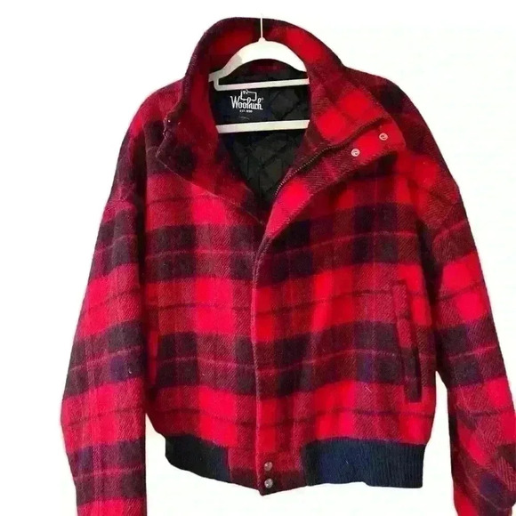 WOOLRICH 🐑 Vintage Plaid Bomber Jacket ❤️🖤❤️🖤 - Picture 6 of 15